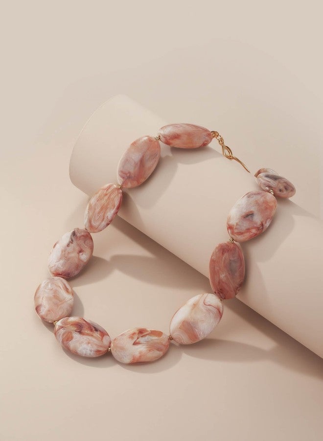 SNGIA Large Red Brown Burgundy Resin Acrylic Beaded Choker Statement Necklace for Women by SNGIA, Maroon Chunky Spiritual Healing Costume Chain Link Collar Jewelry, Colorful Thick Bold Trendy Bohemian Mala Bead Preppy Retro Handmade Exaggerated Gifts, Bulky Vintage Unique Cute Baroque Summer Fall Winter Beach Fashion Nickle Free Charm Accessories - Image 5